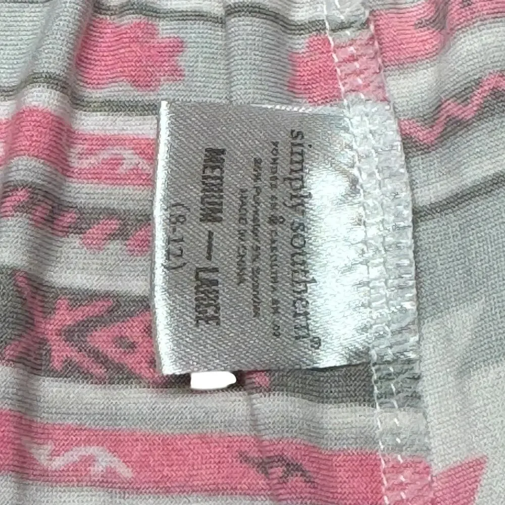 Simply Southern Pajama Lounge Pants Pink Gray White Medium / Large 8/12